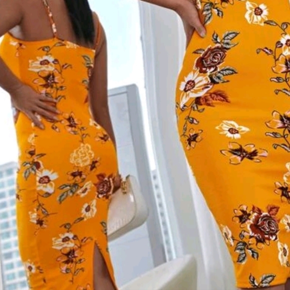 Floral Print Midi Bodycon Cami Dress - Picture 5 of 7